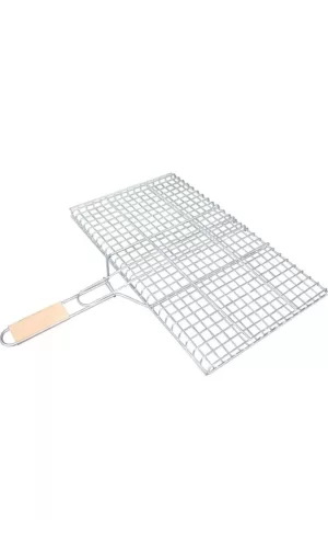 Ahşap Saplı Mangal Izgarası Galvanizli Paslanmaz Kafes Demir 30 x 40 cm