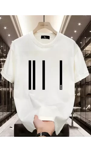 Luz&Pos Aıcg Ön Arka Baskılı Bisiklet Yaka Kadın Oversize Bisiklet Yaka T-shirt - Beyaz