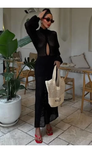 Ajurlu Triko Elbise 2854