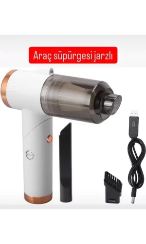 Luz&Pos Akülü Araç Süpürgesi Güçlü Ve Portatif Temizlik - Beyaz