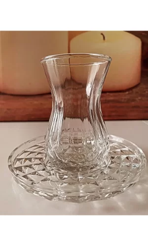 Alin Adela 6lı Cam Çay Tabağı Çay Tabak Altlığı Royaleks-RYG8030