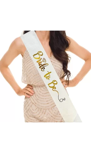 Altın Bride To Be Yazılı Beyaz Kuşak