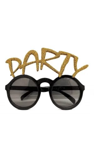 Altın Simli Party Yazılı Parti Gözlüğü Show 15x7 Cm