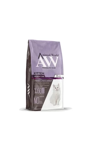 Animal World Tavuk Balık Karidesli Yavru kedi Maması 15 Kg