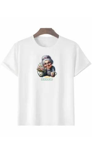 Anneler Gününe Özel Tasarım Canım Annem Baskılı T-shirt - Beyaz