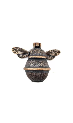 Antika Tarz Dekoratif Pirinç Arı Kapı Tokmağı, Taktak - Küçük, 123x150mm, Antik