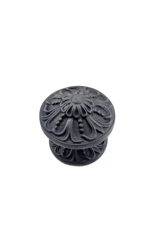 Antika Tarz Dekoratif Pirinç Çiçekli Kapı Tokmağı - 80 Mm Çap, Oksit