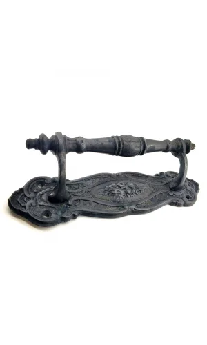 Antika Tarz Dekoratif Pirinç Çiçekli Yan Çekme Kapı Kolu - 240x62 Mm, Oksit