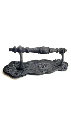 Antika Tarz Dekoratif Pirinç Çiçekli Yan Çekme Kapı Kolu - 240x62 Mm, Oksit