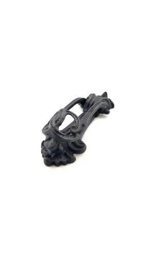 Antika Tarz Dekoratif Pirinç Doğa Kapı Tokmağı, Taktak - 205x73 Mm, Oksit