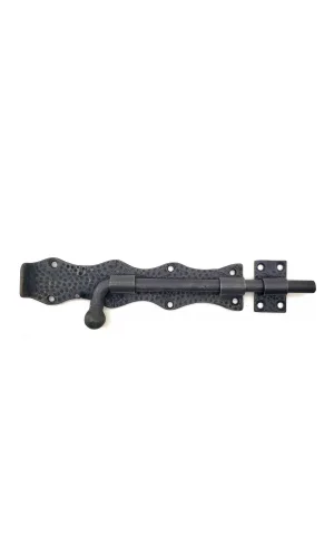 Antika Tarz Dekoratif Pirinç Dövme Kapı Sürgüsü - 20cm, Oksit