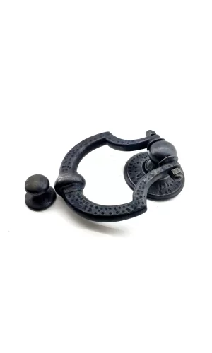 Antika Tarz Dekoratif Pirinç Dövme Kapı Tokmağı, Taktak - 150x105 Mm, Oksit