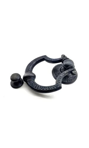 Antika Tarz Dekoratif Pirinç Dövme Kapı Tokmağı, Taktak - 150x105 Mm, Oksit