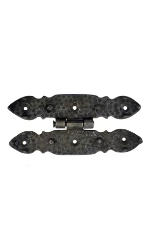 Antika Tarz Dekoratif Pirinç Düğmeli Menteşe - 142x69 Mm, Oksit