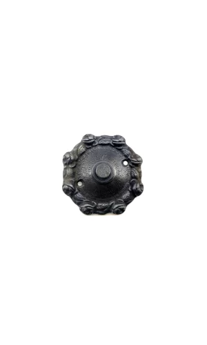 Antika Tarz Dekoratif Pirinç Güllü Kapı Zili - 75mm, Oksit