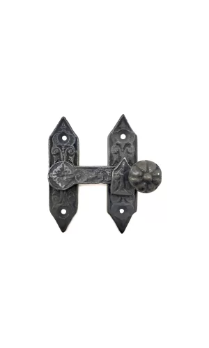 Antika Tarz Dekoratif Pirinç Kapı, Pencere Mandalı - 86x72 Mm, Oksit