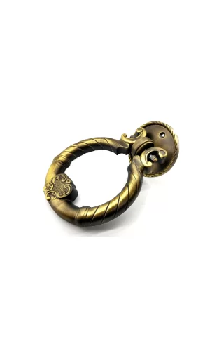 Antika Tarz Dekoratif Pirinç Saray Kapı Tokmağı, Taktak - 97mm, Antik