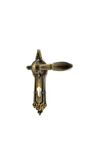 Antika Tarz Dekoratif Pirinç Şato Model Yale, Dış Kapı Kolu - 262x83 Mm, Antik