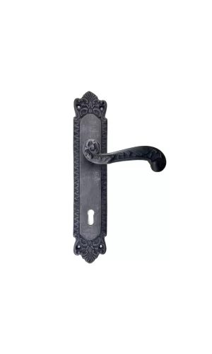 Antika Tarz Dekoratif Pirinç Sultan Yale Kapı Kolu - 270x54mm, Oksit
