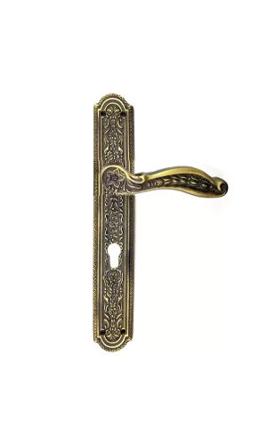 Antika Tarz Dekoratif Pirinç Ulu Model Desenli Banyo, Wc Kapı Kolu - 354x57 Mm, Antik