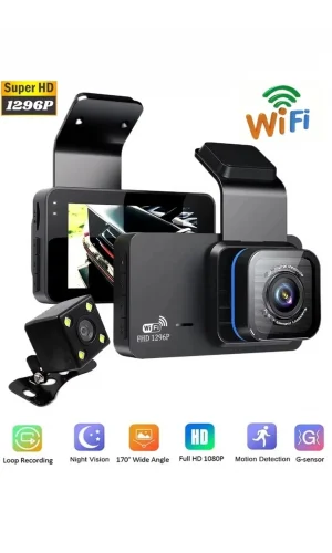 Araç İçi Kamera Wifi Özellikli Ekranlı Ön Ve Geri Görüş Kameralı Mikrofonlu 3 İnç Hd