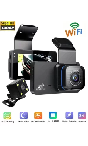 Araç İçi Kamera Wifi Özellikli Ekranlı Ön Ve Geri Görüş Kameralı Mikrofonlu 3 İnç Hd