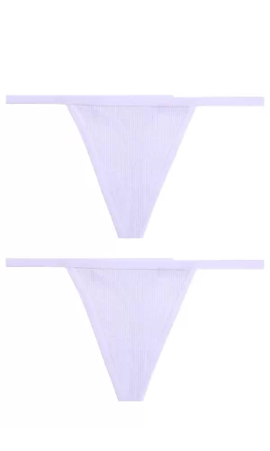 2li Süprem Penye Tanga String	 Beyaz