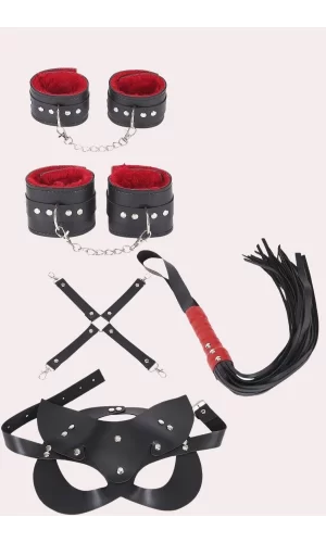 4lü Kol Bacak Kırbaç Maske Deri Aksesuar Set