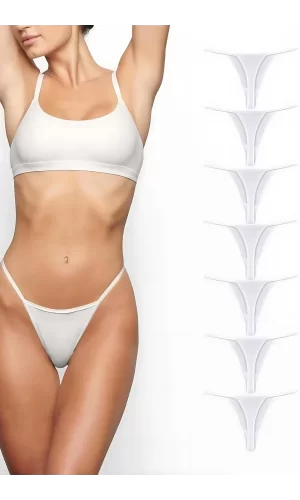 7li Süprem Penye String Tanga Beyaz