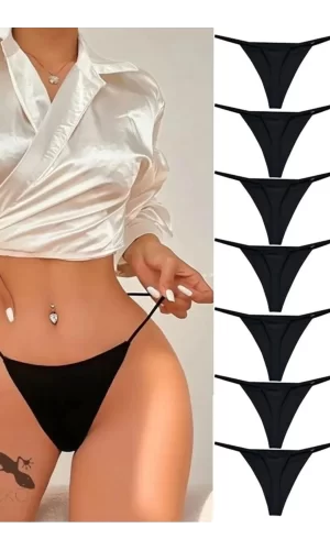 7li Süprem Penye String Tanga Siyah