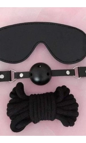 Gözlük Ağız Topu İp Üçlü Deri Harness Set