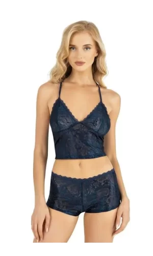 Arias Closet Lacivert Saten Şort Takımı 9222