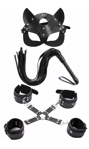 Maske Kırbaç Bileklik 5 Li Harness Deri Set