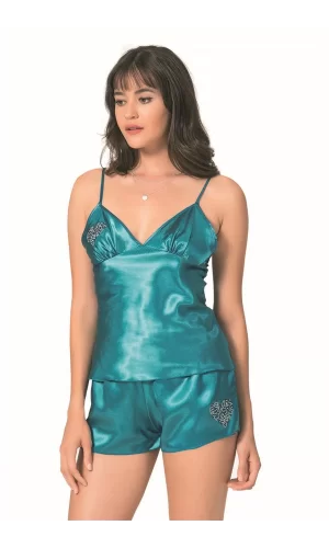 Gold Saten Babydoll Şort Takımı