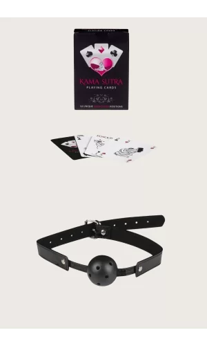 Sexy Görselli Oyun Kartı Kama Sutra Siyah Ağız Topu Set