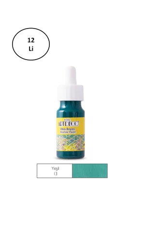 Artdeco Hazır Ebru Boyası 30ml 12li Yeşil