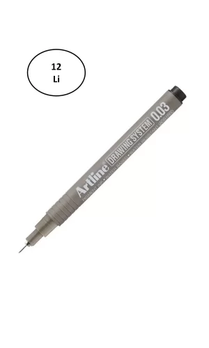 Artline 2303 0.03 Siyah Çizim Kalemi 12li