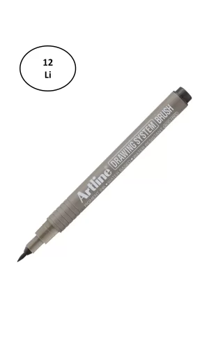Artline Drawing System Brush Teknik Çizim Kalemi Siyah Fırça Uçlu 12li