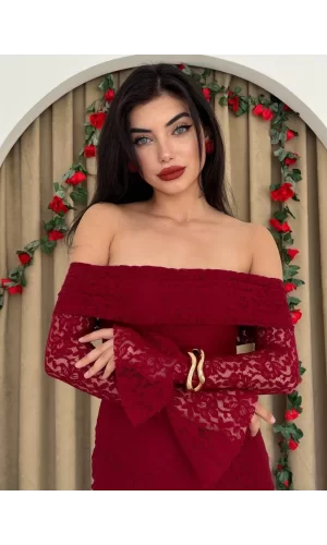 Arya Straplez Dantel Elbise
