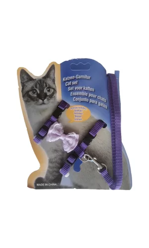 Atlantik Papyonlu Mor Kedi Göğüs Bel Tasması 20*32 cm