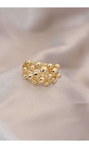 Ayarlamalı Gold Renk Metal Bombeli Boluncuk Model Yüzük