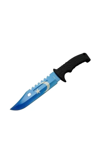 Ayyıldız Mf013bl Mavi Av Bıçağı 31cm - Testere Detaylı Bıçak, Kılıflı, Plastik Sap