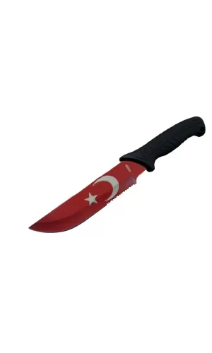 Ayyıldız Mf032 Rd Kırmızı Av Bıçağı 31cm - Testere Detaylı Bıçak, Kılıflı, Plastik Sap