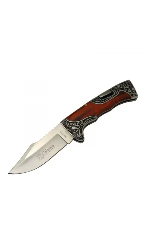 B3157a İşlemeli Kamp Çakı 22 Cm - Gül Ağacı Saplı, Manuel Açılma
