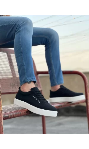 BA0104 Bağcıklı  Nubuk Spor Klasik Siyah Erkek Ayakkabı