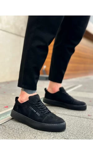 BA0104 Bağcıklı Siyah Süet Spor Klasik Erkek Ayakkabı