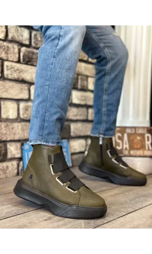 BA0142 Bantlı Erkek Yüksek Taban Haki Spor Bot