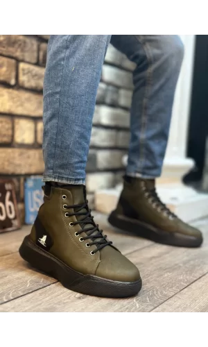 BA0155 Bağcıklı Erkek Yüksek Taban Haki Spor Bot