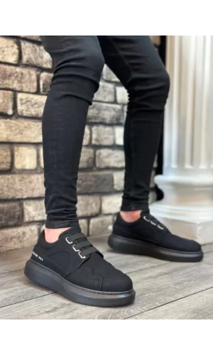 BA0302 Boa Kalın Taban Bağcıksız Tarz Casual Siyah Siyah Erkek Ayakkabı