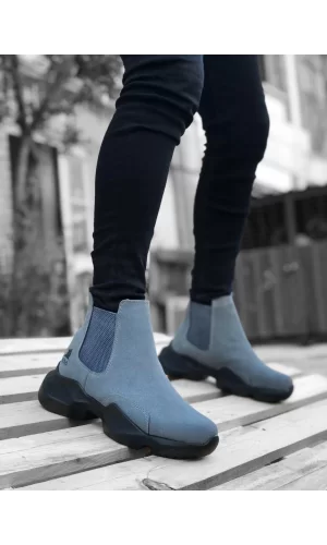 BA0444 Bağcıksız Rahat Yüksek Taban Füme Erkek Spor Yarım Bilek Bot